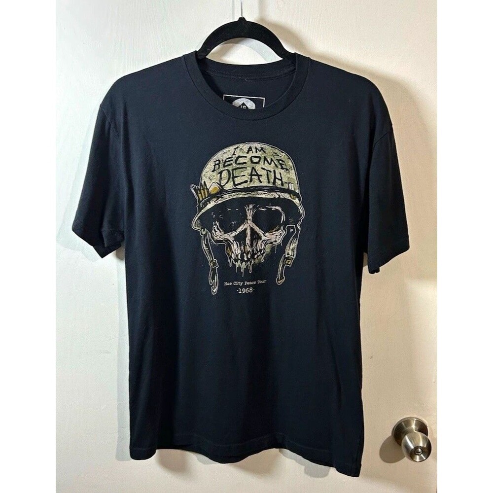 Zero Foxtrot Men’s L Black “I Am Become Death” Skull Graphic Tee Crew Neck